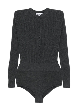 Self-Portrait ribbed-knit bodysuit - Grey