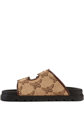 MCM jacquard buckle-fastening sandals - Brown