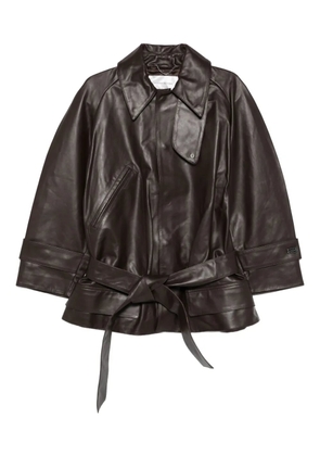 Victoria Beckham belted leather coat - Brown