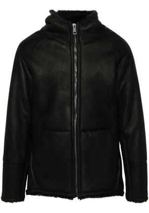 ERALDO hooded leather jacket - Black