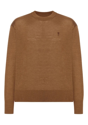 AMI Paris embroidered wool sweater - Brown