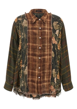R13 checked frayed shirt - Brown