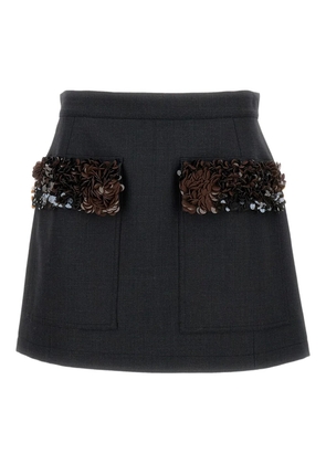 Plan C sequin-pocket wool mini skirt - Black