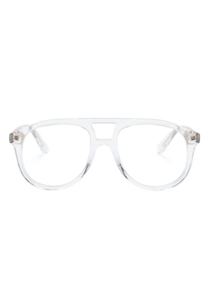 Gucci Eyewear logo-plaque pilot-frame glasses - Neutrals