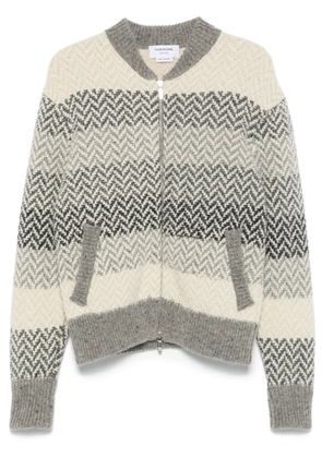 Thom Browne striped herringbone jacquard bomber jacket - Grey
