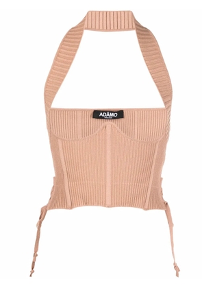 ANDREĀDAMO ribbed-knit corset top - Neutrals