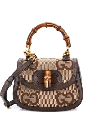 Gucci Pre-Owned Bamboo 1947 Top Handle Bag Jumbo GG Canvas Mini crossbody bag - Brown