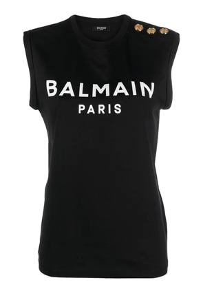 Balmain logo-print cotton tank top - Black