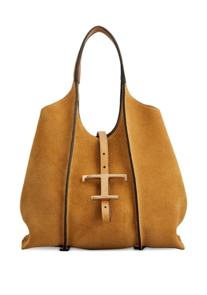Tod's mini Timeless T-buckle suede tote bag - Brown
