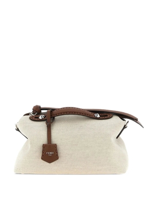 FENDI zip-top saddlery-stitching handbag - White