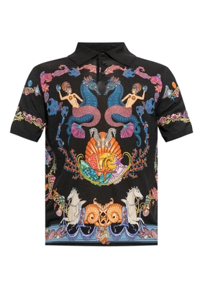 Versace Coral Theatre knit polo shirt - Black