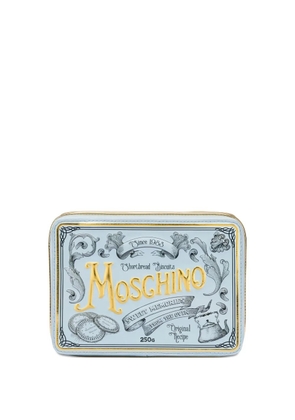 Moschino logo-embossed clutch - Blue