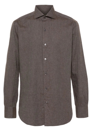 Barba herringbone-pattern shirt - Brown