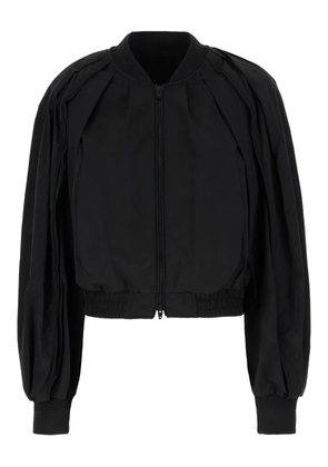 Juun.J pleated balloon-sleeve bomber jacket - Black