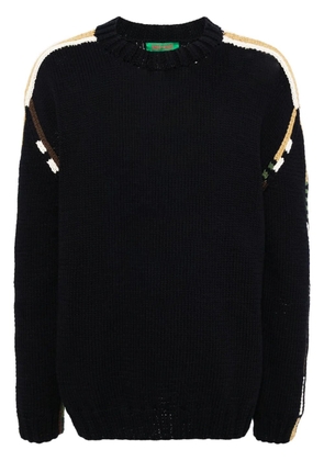 Casey Casey pattern-detail cotton-wool jumper - Blue