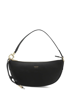 Ferragamo small oval-shaped leather shoulder bag - Black