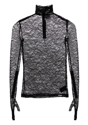 VETEMENTS floral-lace glove-sleeve top - Black