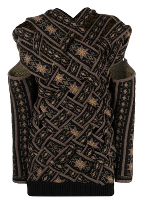 Y/Project pattern-intarsia knit cut-out jumper - Brown