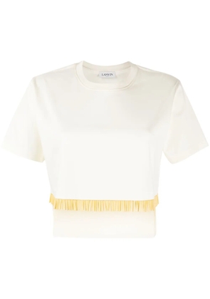 Lanvin fringed cropped T-shirt - Neutrals