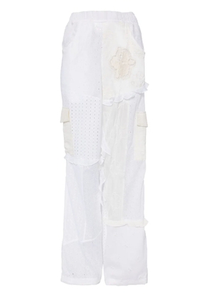 CAVIA panelled broderie-anglaise cargo trousers - Neutrals
