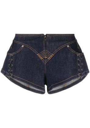Jean Paul Gaultier lace-up denim shorts - Blue