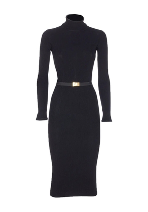 Elisabetta Franchi ribbed high-neck belted midi dress - Black