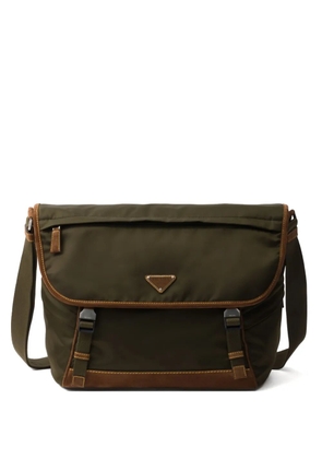 Prada large triangle-logo messenger bag - Green