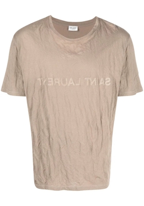 Saint Laurent logo-print cotton T-shirt - Neutrals