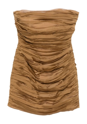Raquel Diniz strapless silk mini dress - Brown