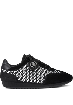 Kurt Geiger London crystal-embellished suede sneakers - Black