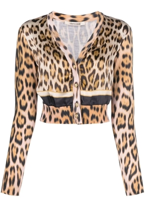 Roberto Cavalli leopard-print cropped cardigan - Neutrals