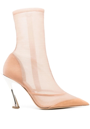 Mugler 100mm semi-sheer ankles boots - Neutrals