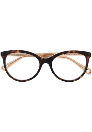 Chloé Eyewear tortoiseshell-effect oval-frame glasses - Brown