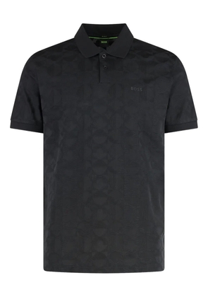 BOSS patterned-jacquard polo shirt - Black