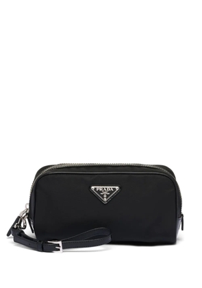 Prada logo-plaque zipped wash bag - Black