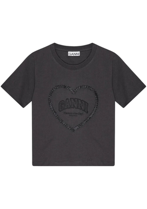 GANNI heart-motif T-shirt - Grey
