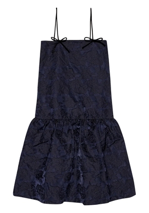GANNI patterned-jacquard midi dress - Blue