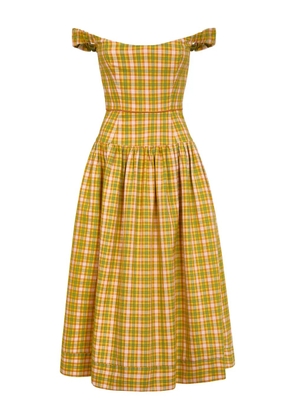 Markarian Giorgia midi ruffled plaid dress - Yellow