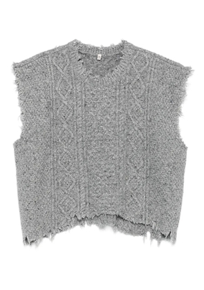 R13 frayed cable-knit top - Grey
