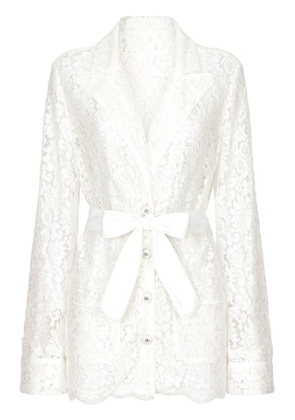 Dolce & Gabbana DNA floral-lace belted shirt - White