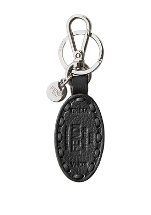 FENDI oval-frame leather keyring - Black