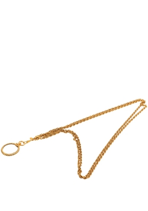 CHANEL Pre-Owned 1970-1980 Gold Plated Double Chain Loupe Magnifying Glass Pendant Necklace costume necklace