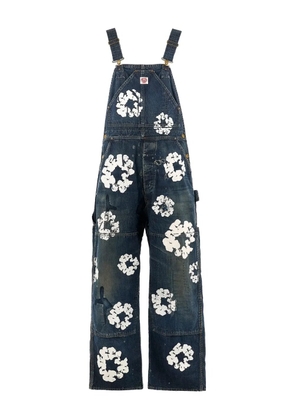 SAINT MXXXXXX wreath-print denim overalls - Blue