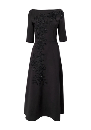 Carolina Herrera embroidered boat-neck midi dress - Black