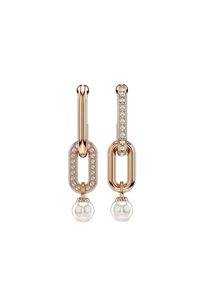 Swarovski Constella rose-gold pearl chain earrings - Pink