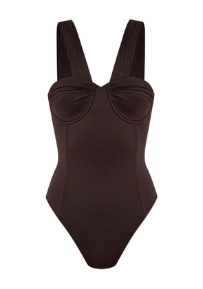 Balmain logo swimsuit - Brown
