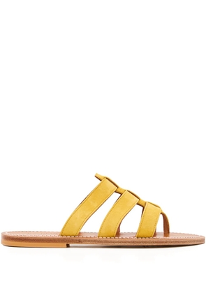 K. Jacques three-band leather flat sandals - Yellow