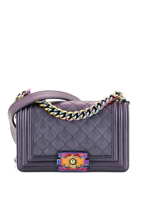 CHANEL Pre-Owned Boy Flap Bag Quilted Iridescent Goatskin Small crossbody bag - Purple
