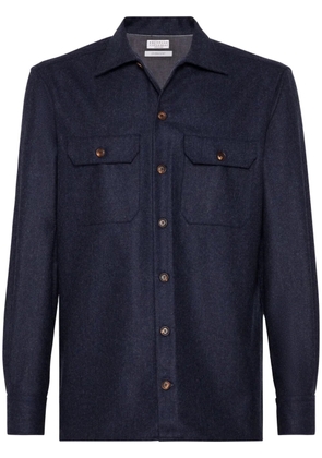 Brunello Cucinelli long-sleeve flannel overshirt - Blue