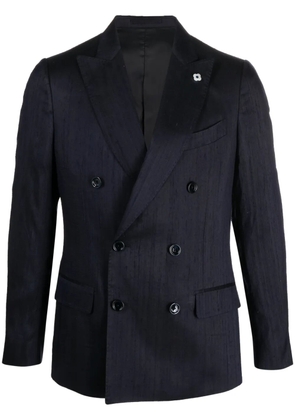 Lardini double-breasted silk blazer - Blue